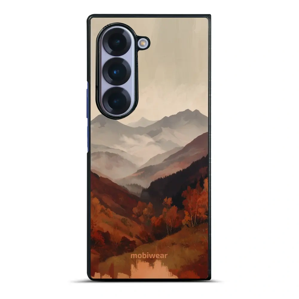 Mobiwear Glossy Case, etui na telefon, ochrona urządzenia, stylowa grafika, bezpieczna obudowa, mglista dolina w górach