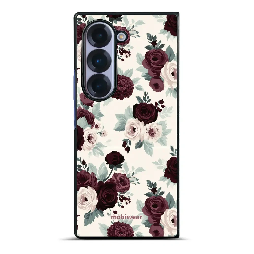 Mobiwear Glossy Case, etui na telefon, ochrona urządzenia, stylowa grafika, bezpieczna obudowa, róże z szałwią na kremie