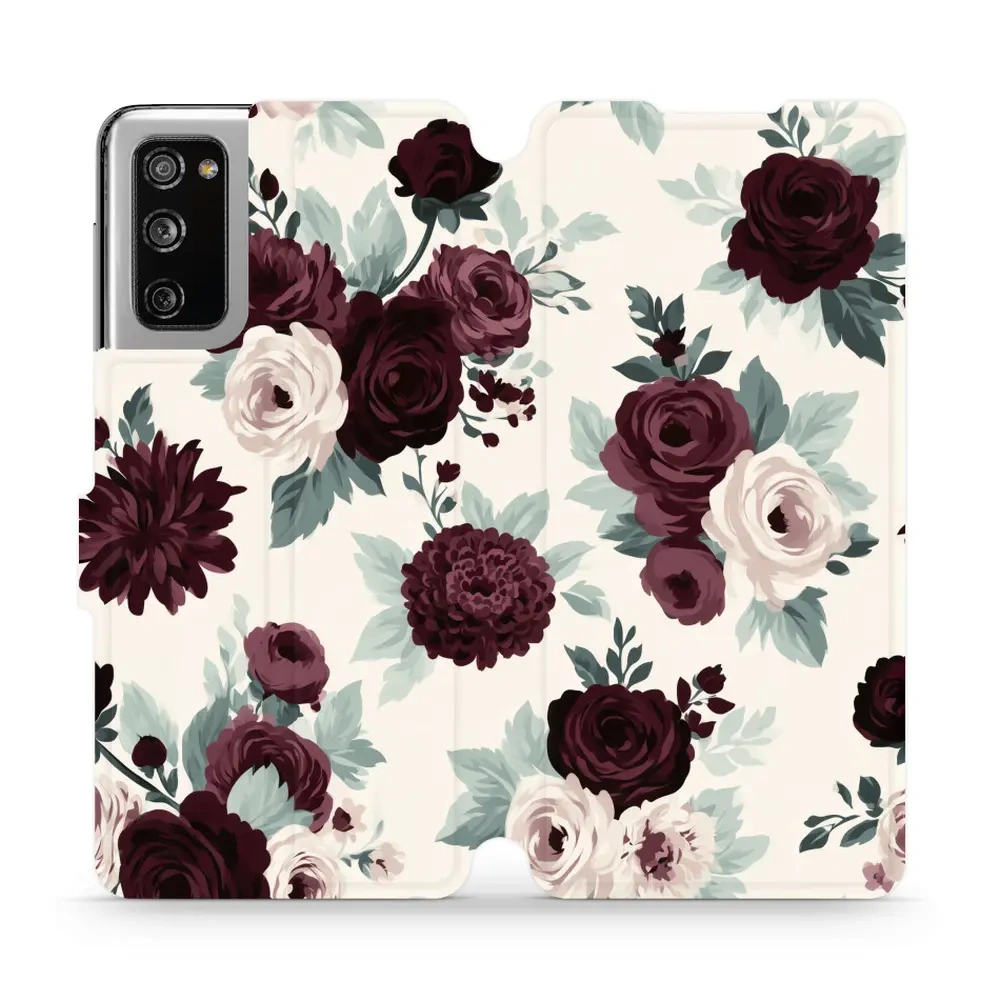 Mobiwear Book, ochrona ekranu, magnetyczne zapięcie, silikonowa wkładka, bezpieczeństwo, róże z szałwią na kremie