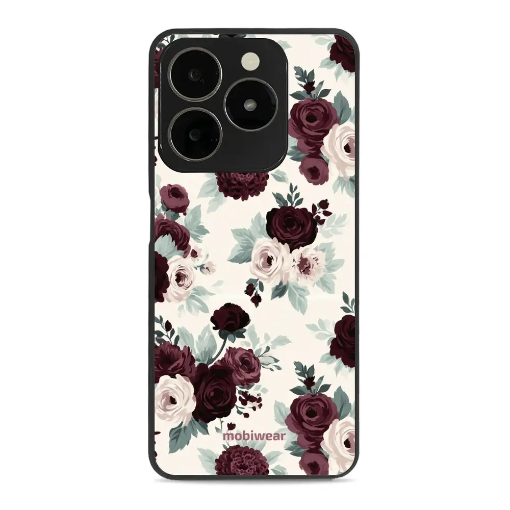 Mobiwear Glossy Case, etui na telefon, ochrona urządzenia, stylowa grafika, bezpieczna obudowa, róże z szałwią na kremie