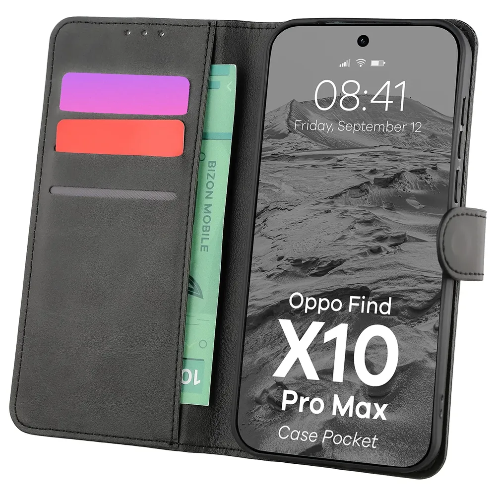 Etui z klapką z miejscem na karty Bizon Case Pocket do OPPO Find X10 Pro Max