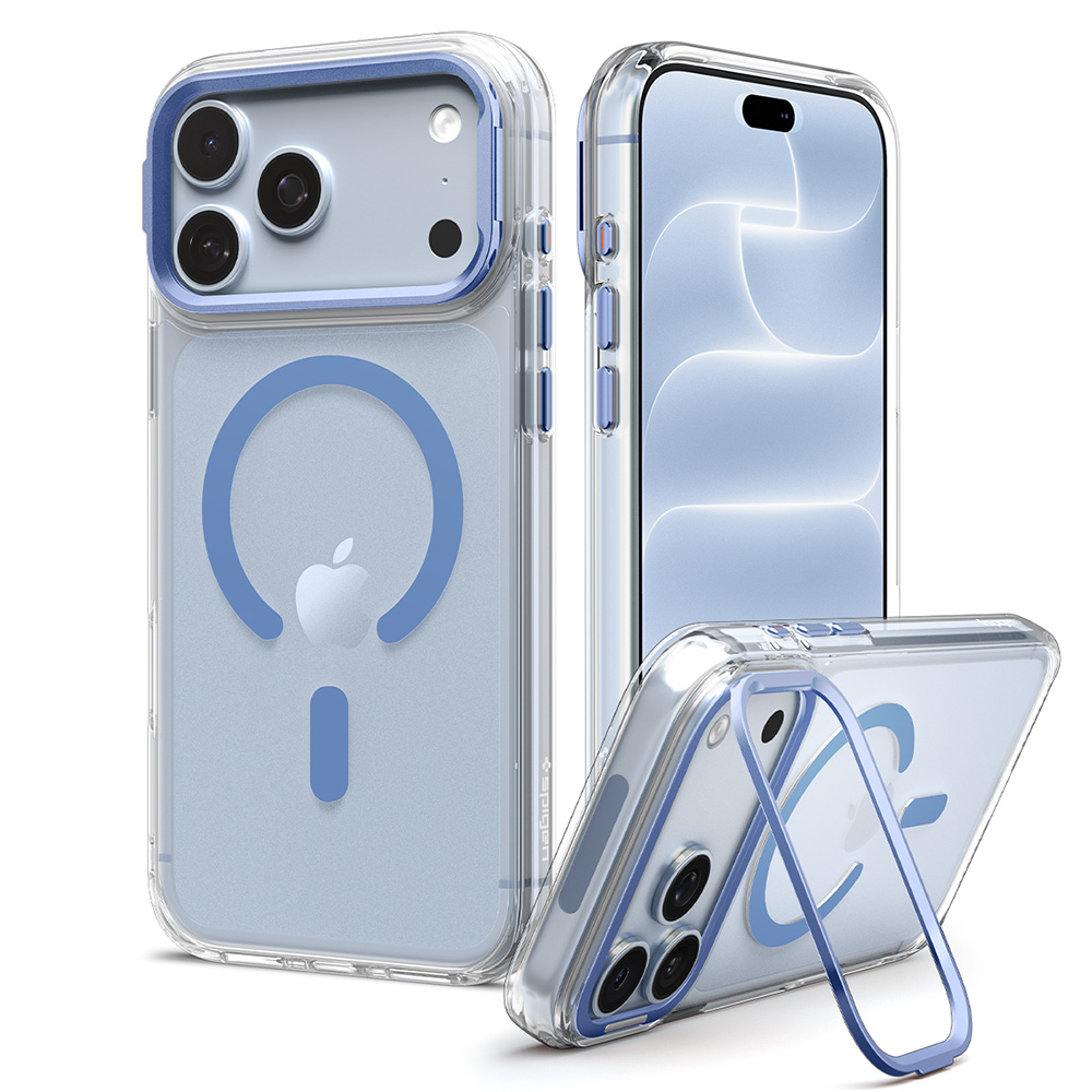 Etui Spigen Ultra Hybrid Optik S Mag z MagSafe do iPhone 18 Pro / 17 Pro, Clear Light Blue (przezroczysto-niebieski)