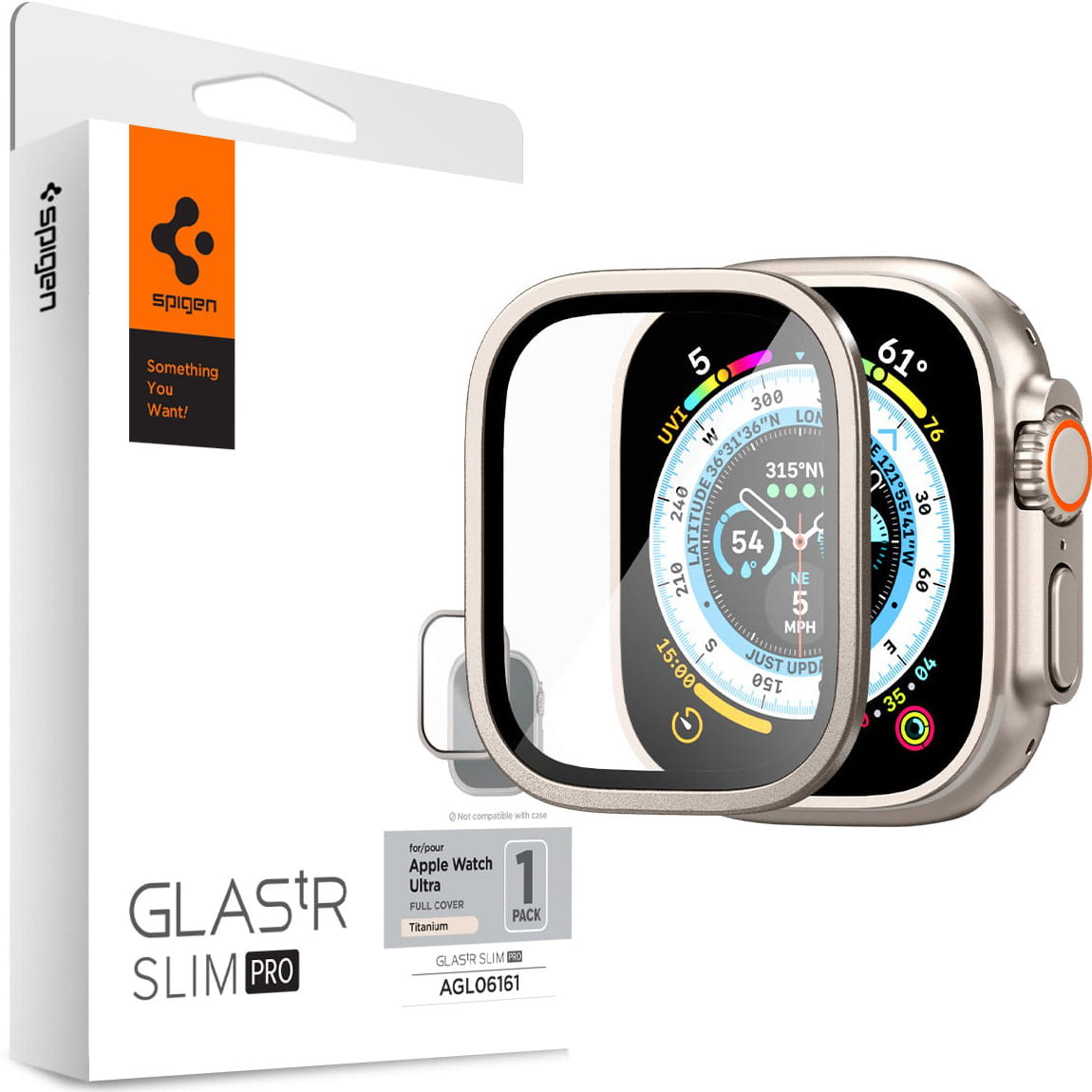 Szkło ramkowe Spigen Glas.tR Slim Pro 1-Pack do Apple Watch Ultra 3 / 2 / 1 (49 mm), tytanowy kolor