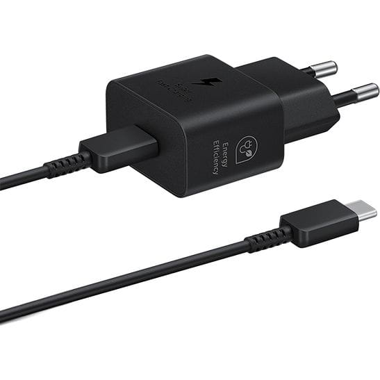Ładowarka sieciowa USB-C 25W, Samsung EP-T2510XB, kabel USB-C, czarna