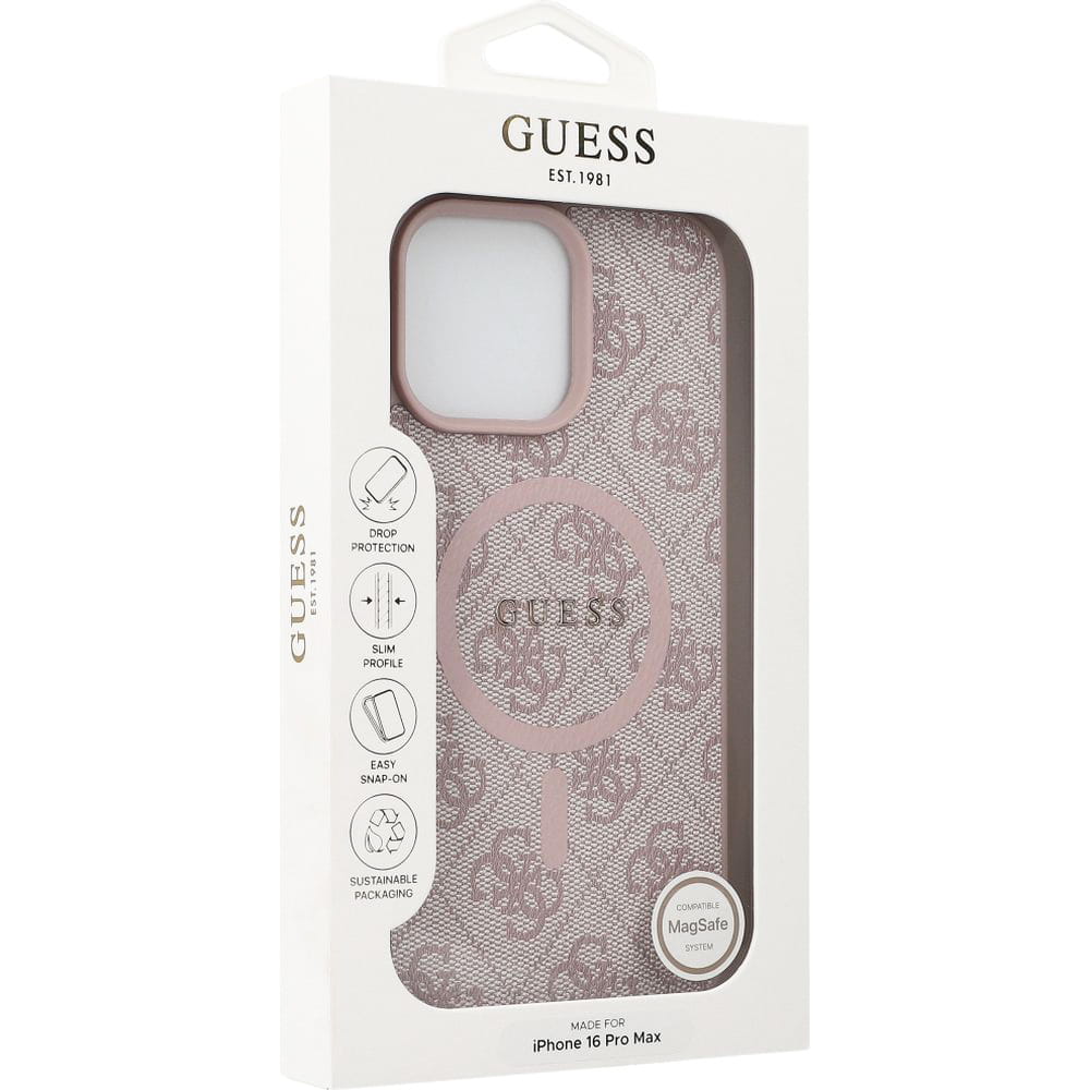 CG MOBILE Guess - Custodia per telefono compatibile con Magsafe - Custodia trasparente per iPhone 15 Pro, con supporto ad anello, custodia rigida IML antigraffio, comoda e resistente, con porte