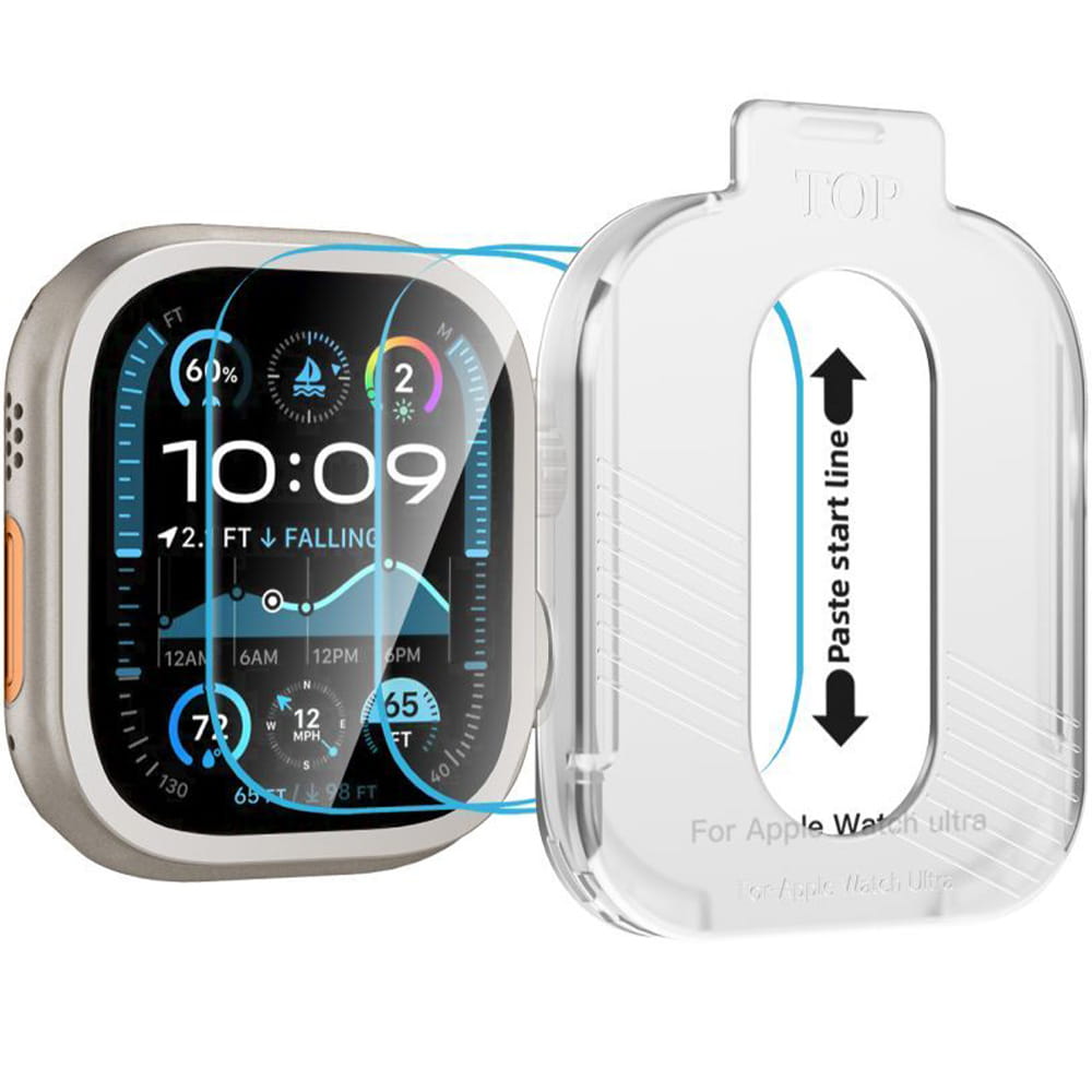 Szkło hartowane Tech-Protect Easy Set+ do Apple Watch Ultra 3 / 2 / 1 (49 mm), z ramką aplikacyjną, 2 sztuki