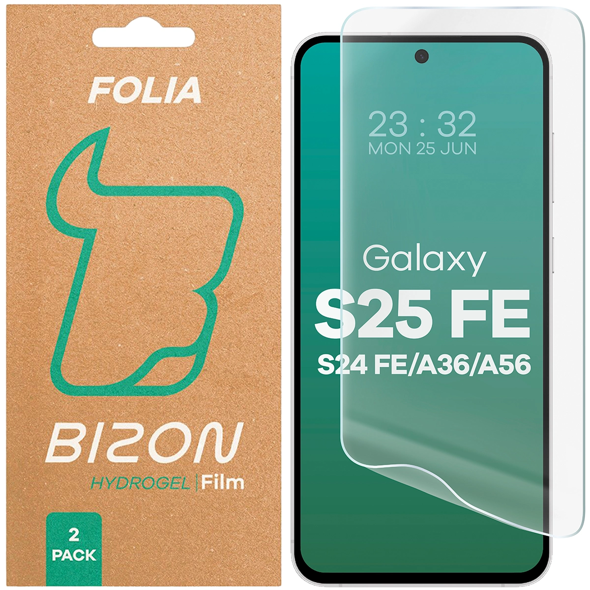 Folia hydrożelowa na ekran Bizon Film Hydrogel Front Duo do Galaxy S25 FE 5G / S24 FE 5G / A37 5G / A36 5G / A56 5G, 2 sztuki