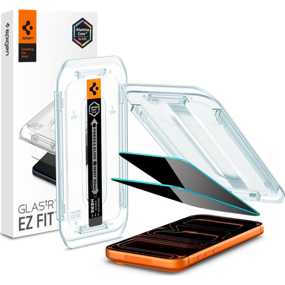 Szkło do etui + Aplikator Spigen Glas.tR Privacy EZ Fit 2-Pack (AC) do iPhone 17 Pro Max / 16 Pro Max