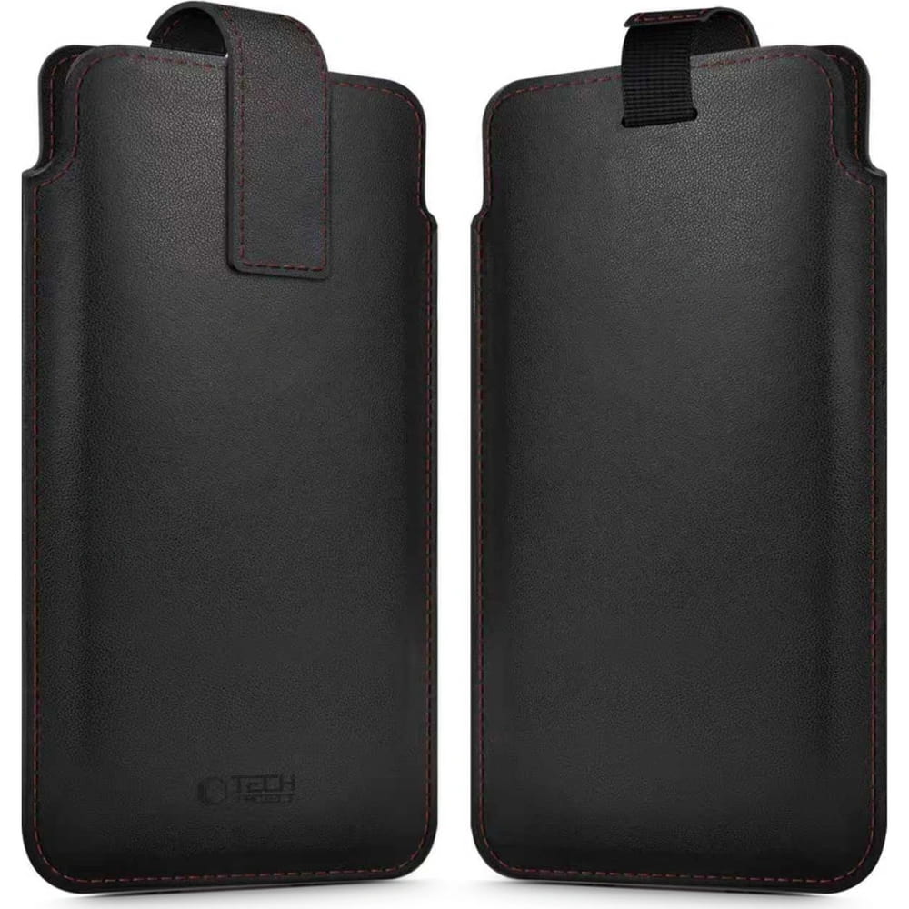 Etui uniwersalne Tech-Protect SM65 Universal Phone Pouch 6" - 6,9", czarny z czerwonymi elementami
