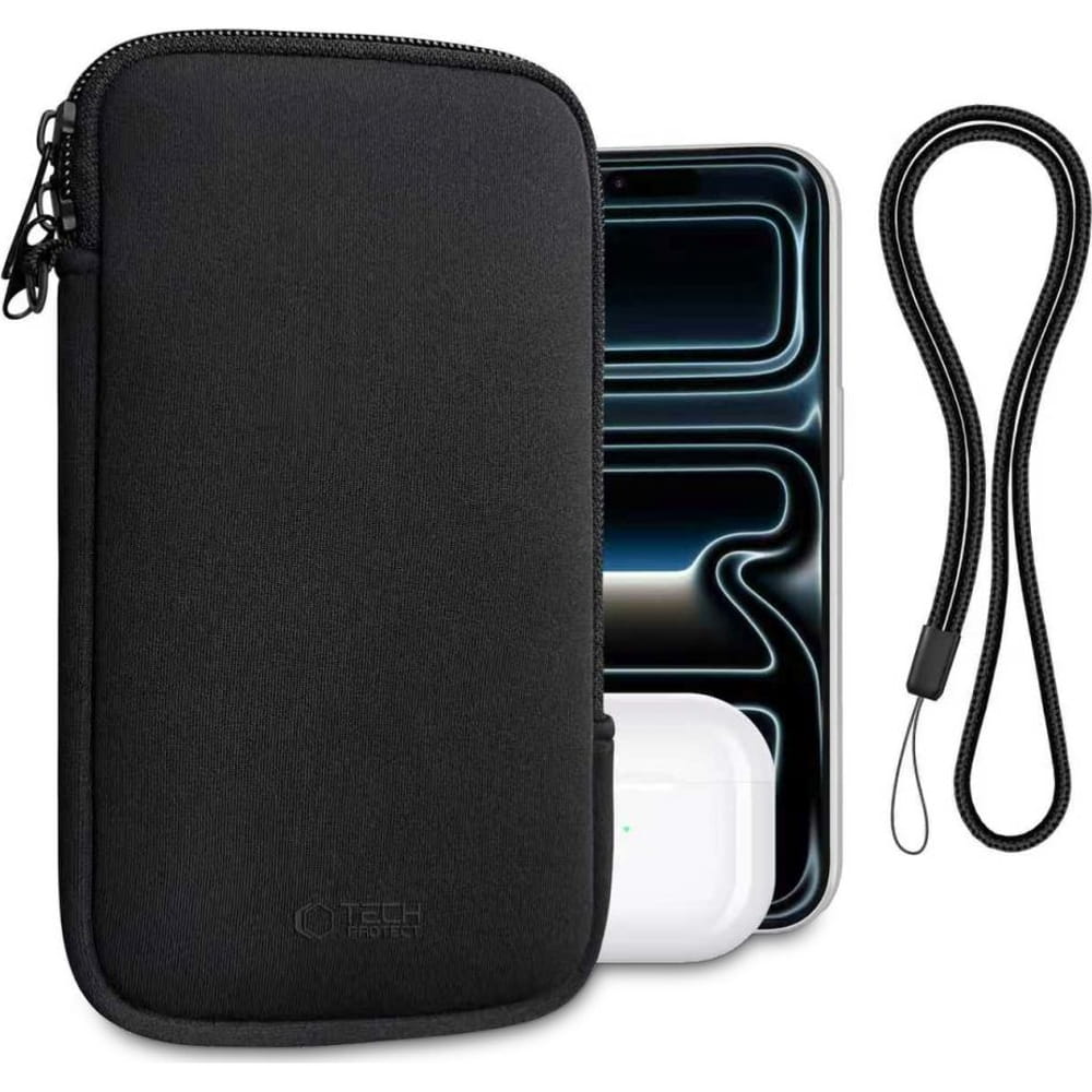 Etui uniwersalne ze smyczą Tech-Protect SM70 Universal Phone Pouch 6" - 7,2", czarne
