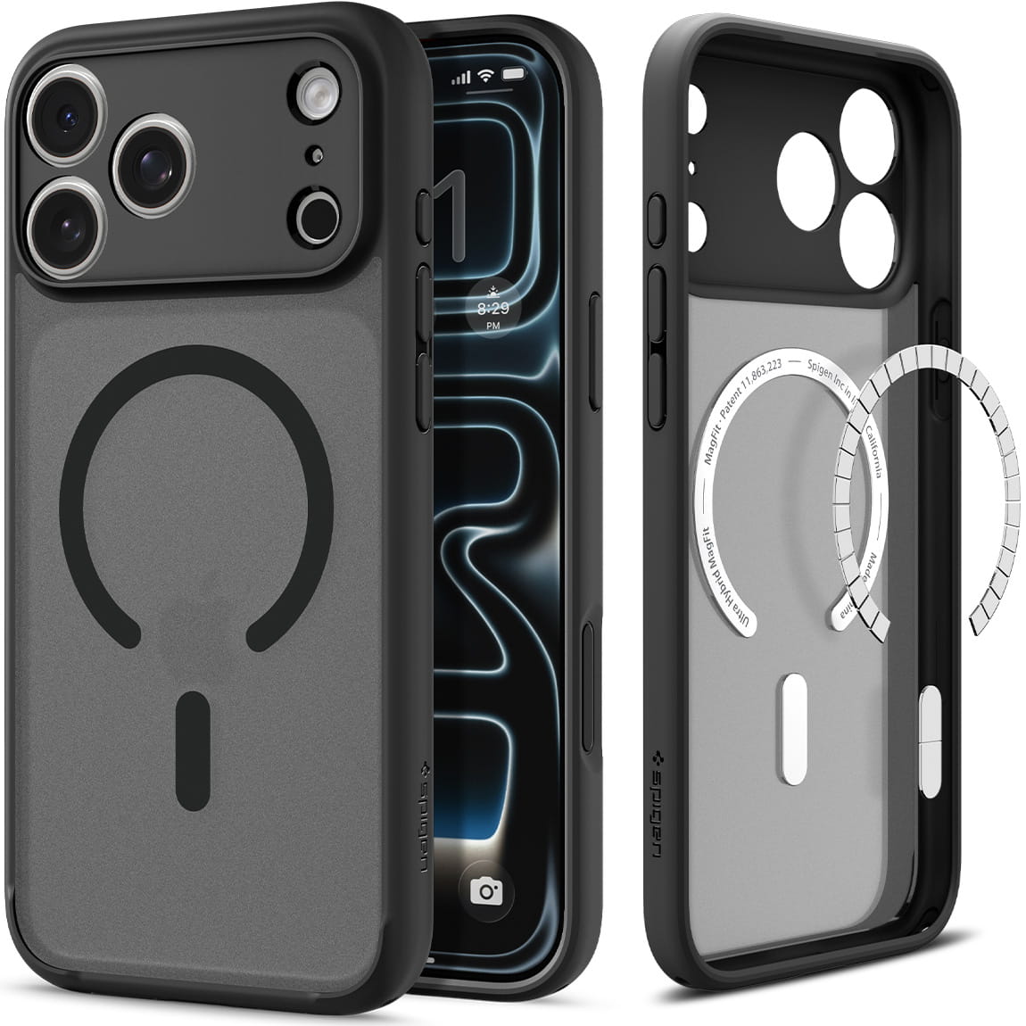 Etui Spigen Ultra Hybrid Mag do MagSafe do iPhone 17 Pro, półprzezroczysto-czarne