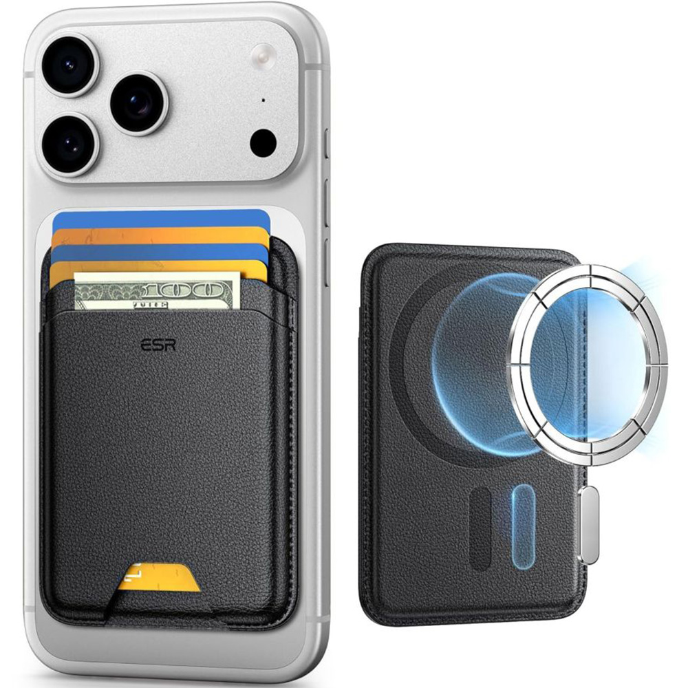 Portfel na karty z blokadą RFID ESR Magnetic Wallet do MagSafe, Midnight Black (czarny)