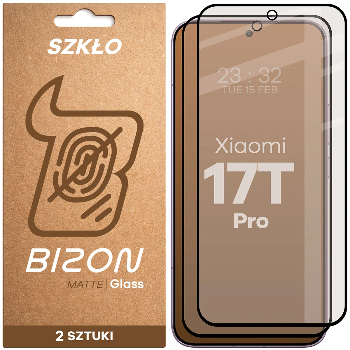 Szkło matowe na ekran Bizon Glass Matte Duo do Xiaomi 17T Pro, 2 sztuki