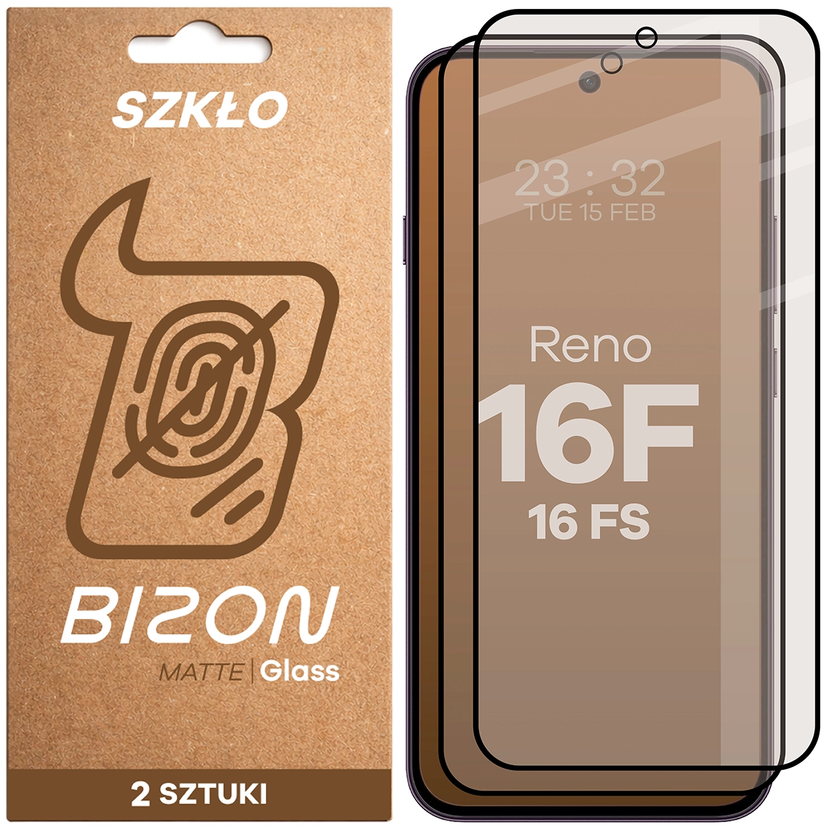 Szkło matowe na ekran Bizon Glass Matte Duo do OPPO Reno16 F, OPPO Reno16 FS, 2 sztuki