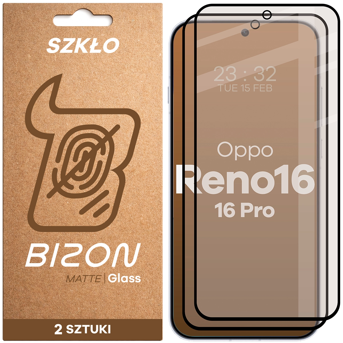 Szkło matowe na ekran Bizon Glass Matte Duo do OPPO Reno16 / Pro, 2 sztuki