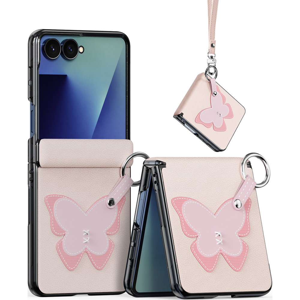 Dux Ducis Luvy, mocna obudowa z ringiem, bezpieczeństwo, wygoda, funkcjonalność, Light Pink & Butterfly (różowy z motylem)