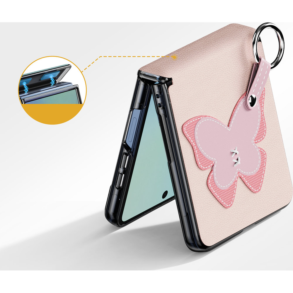 Dux Ducis Luvy, etui z aluminiowymi przyciskami, wytrzymałe, amortyzujące, Light Pink & Butterfly (różowy z motylem)