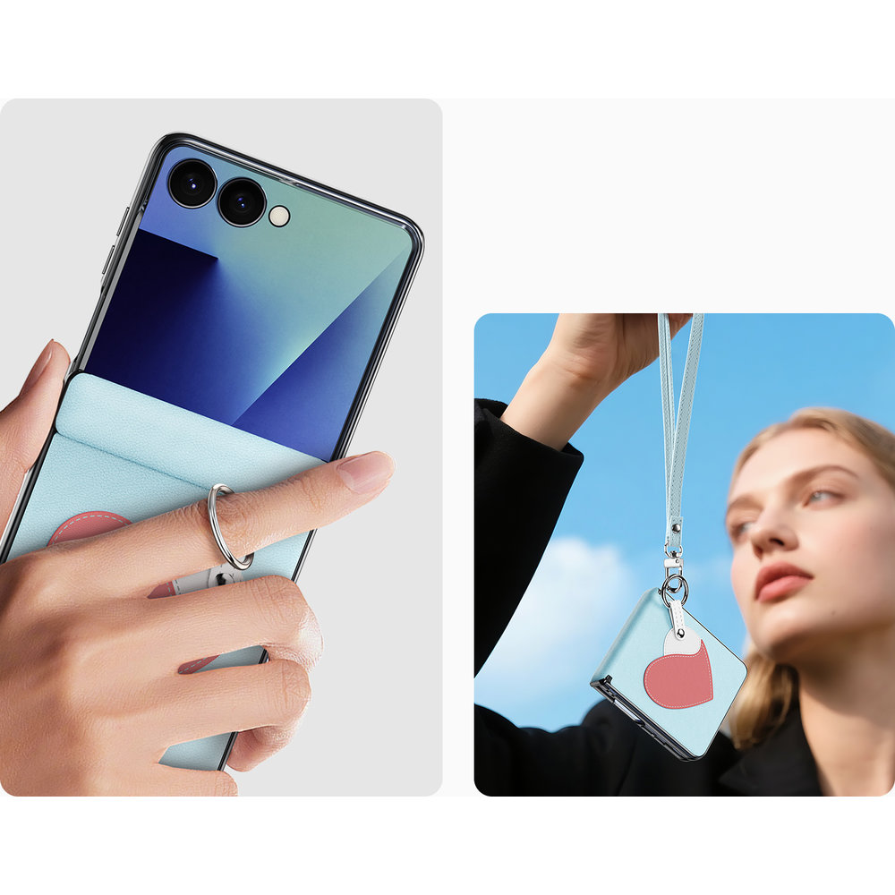 Dux Ducis Luvy, etui z odpinaną smyczką, wszechstronność, praktyczna, Sky Blue & Heart (niebieski z różowym sercem)