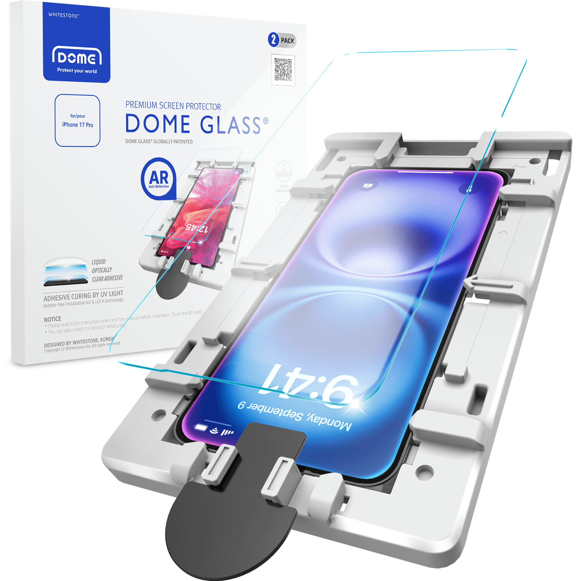 Szkło hartowane Whitestone Dome Glass Anti-Reflective UV 2-Pack do iPhone 17 Pro