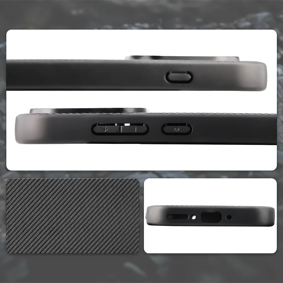 Wycięcia, zintegrowane osłony i struktura etui Bizon Case CarbO do OPPO Reno16 / Pro