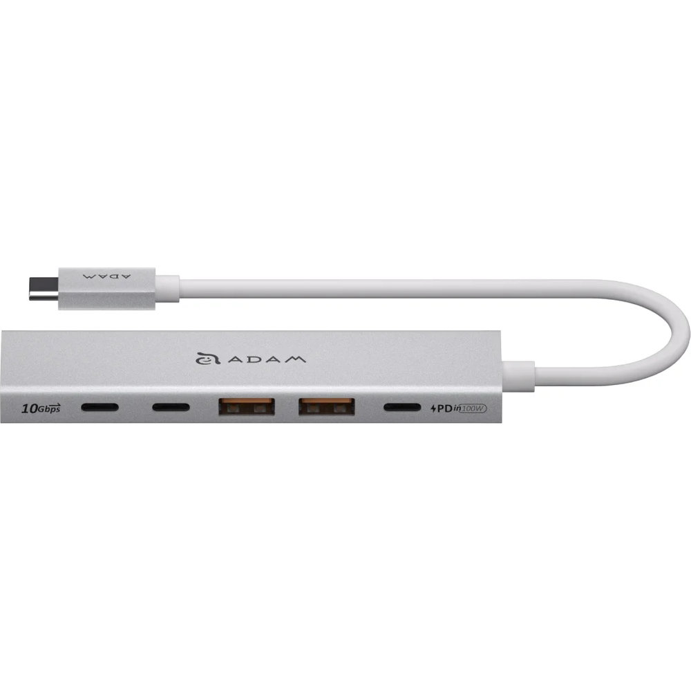 Adam Elements DE06, szybki hub USB-C z portami USB-A Gen 2, Silver (srebrny)
