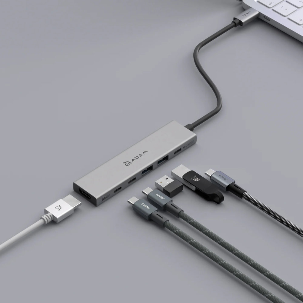 Adam Elements DE06, wszechstronny hub USB-C z HDMI 4K i HDCP, Gray (szary)