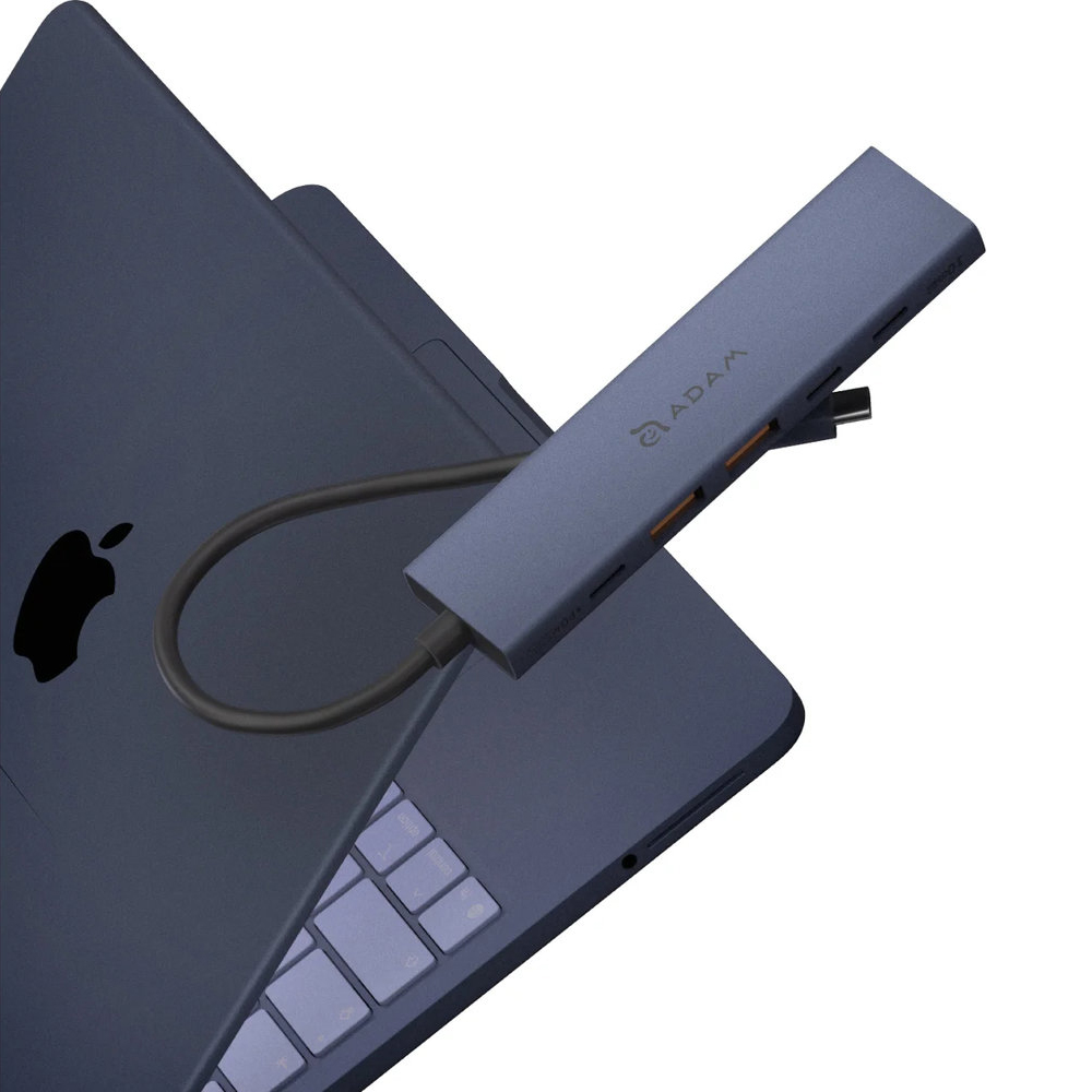 Adam Elements DE06, smukły kompaktowy hub USB-C do laptopa i tabletu, Blue (niebieski)