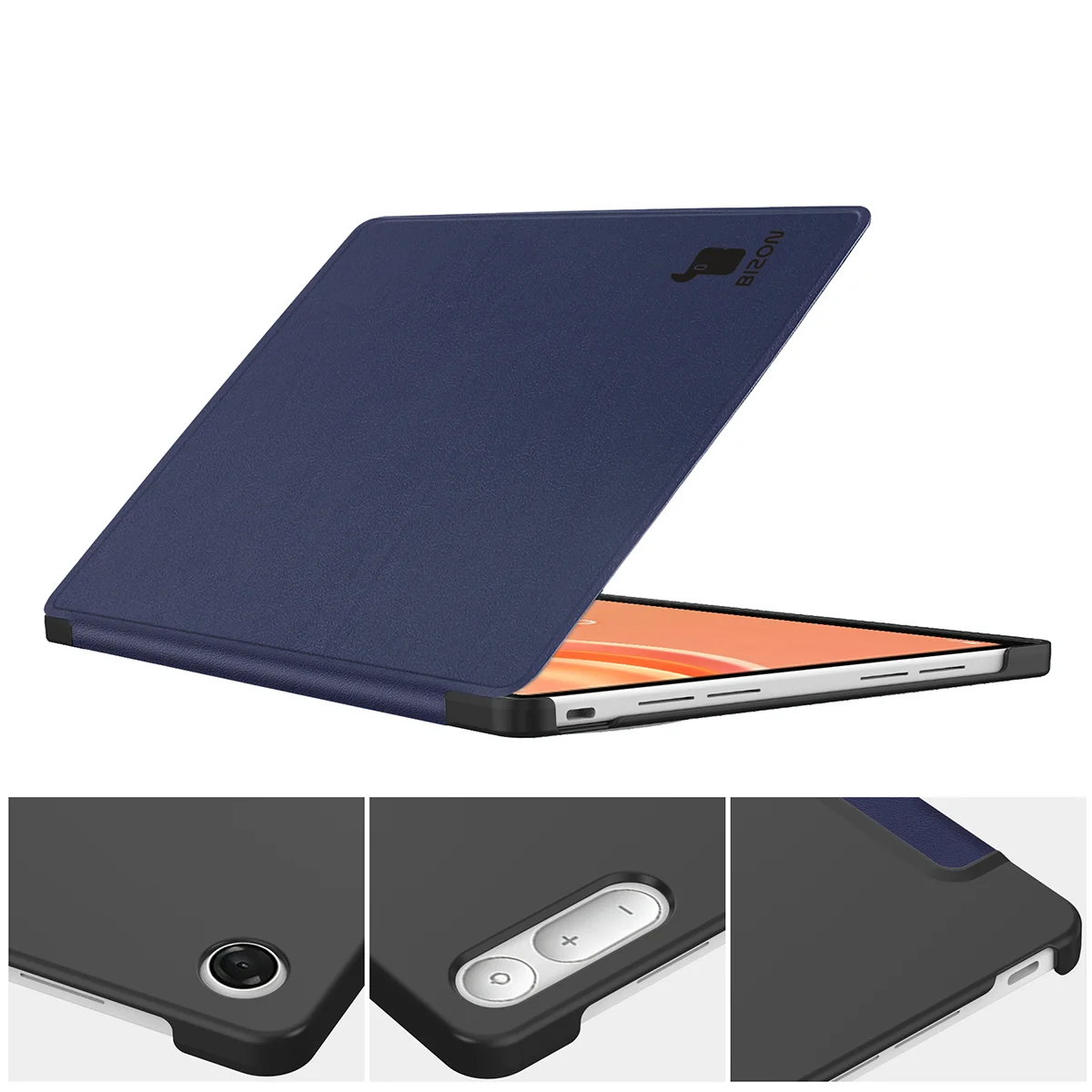 Etui z klapką Bizon Case Tab Croc na podstawkach ustawione pod dwoma kątami do Lenovo Tab Plus Gen. 2