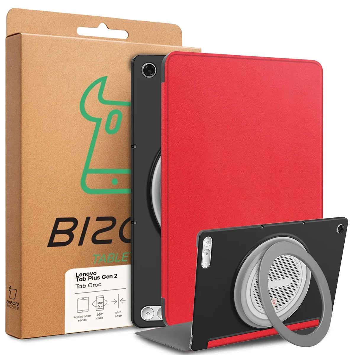 Przód pudełka Bizon Case z dedykowaną etykietą do Lenovo Tab Plus Gen. 2