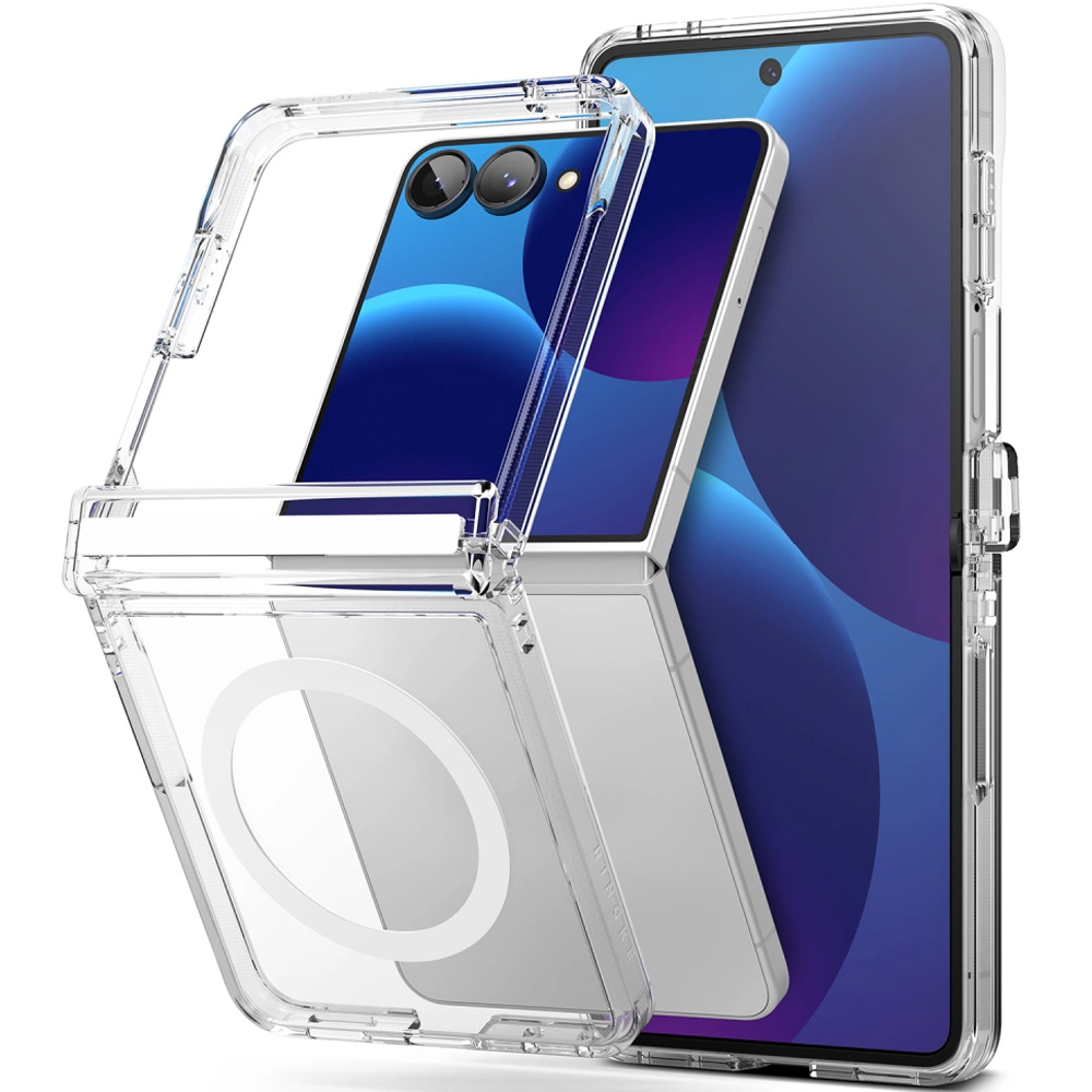 Etui Ringke Fusion Flap Magnetic do Galaxy Z Flip8 do MagSafe, przezroczysto-białe