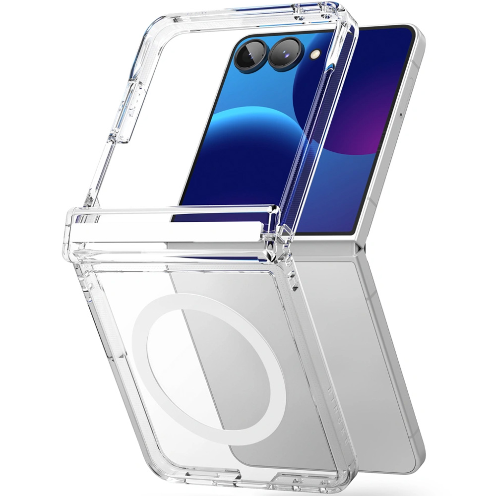 Etui Ringke Fusion Flap Magnetic do Galaxy Z Flip8 do MagSafe, przezroczysto-białe
