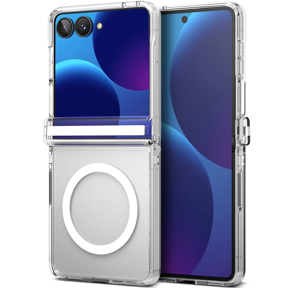 Etui Ringke Fusion Flap Magnetic do Galaxy Z Flip8 do MagSafe, przezroczysto-białe