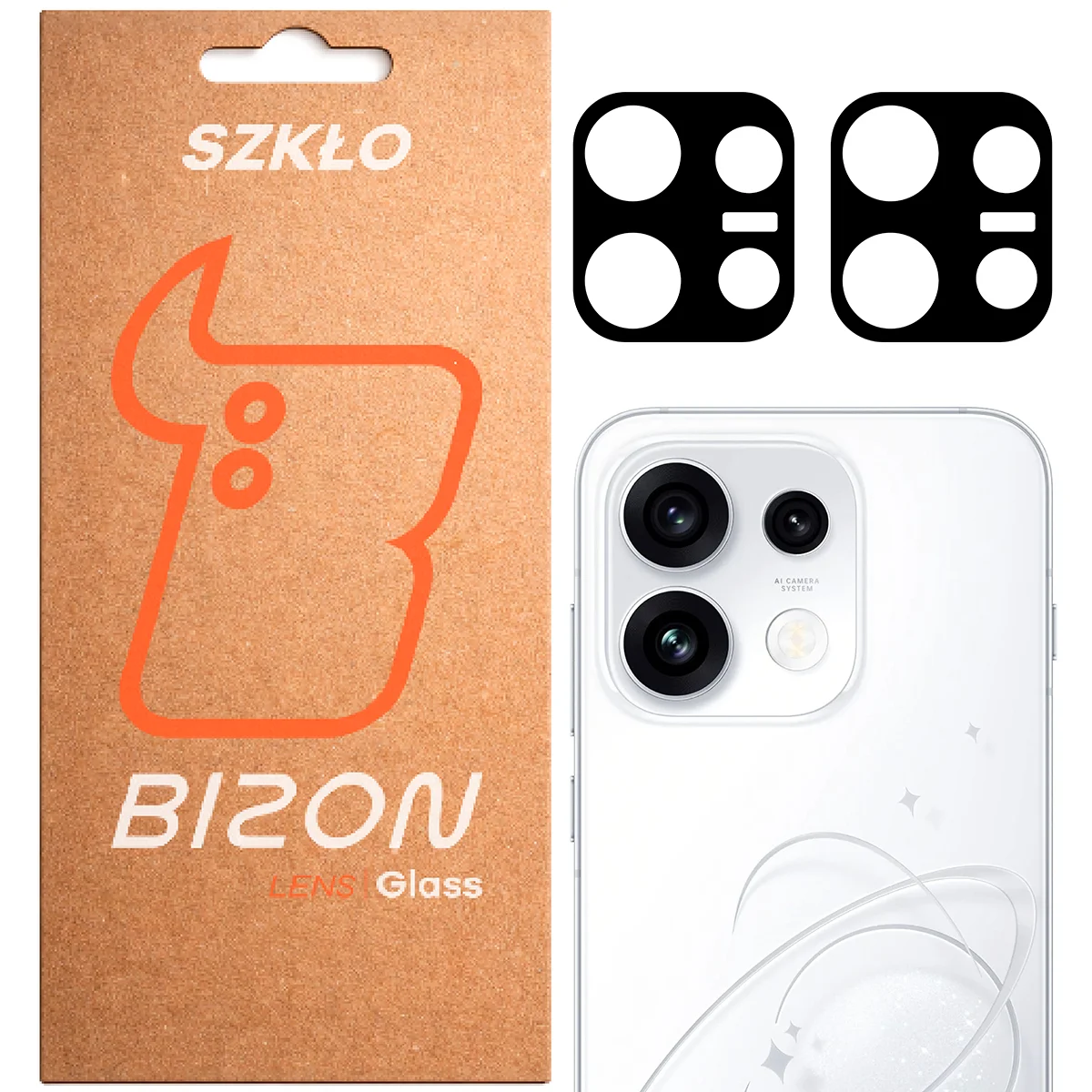 Pudełko i 2 sztuki szkła na aparat Bizon Glass Lens do OPPO Reno16 F, OPPO Reno16 FS